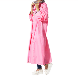 Twin Dragon 雙龍牌 英倫超輕前開式雨衣 學院風格紋設計 隱藏式雨帽 多重防護設計 安全反光條, 亮粉色, 一般型(156~165cm)