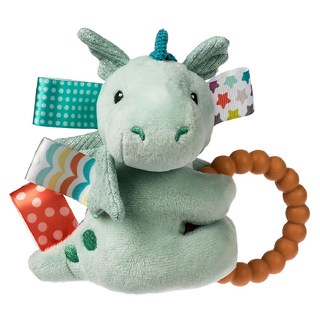 mary meyer 蜜兒 標籤手搖鈴,魔法小飛龍, 可刺激寶寶聽覺, 精緻細節, 適合寶寶手指動作練習,安全柔軟布料適合孩子抓握, 魔法小飛龍 綠色, 1個