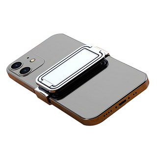 360度背夾式金屬扣手機支架, 銀白, 1個, 單一商品