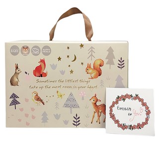 Kori Deer 可莉鹿 彌月禮盒組 嬰兒包巾帽兜套裝 北歐風新生兒禮品, 彩虹, 寶寶帽 頭圍40cm + 包巾 75 x 75cm + 圍兜 27 x 19.7cm