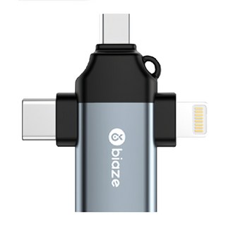 畢亞茲 OTG三合一轉接頭, 配備掛繩, 防止丟失, USB/Type-C/安卓/Lightning 接口, A65, 1個