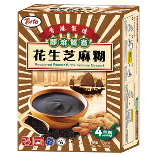 TORTO 即溶鴛鴦花生芝麻糊 香港製造 粉末花生黑芝麻甜點, 160g, 1盒