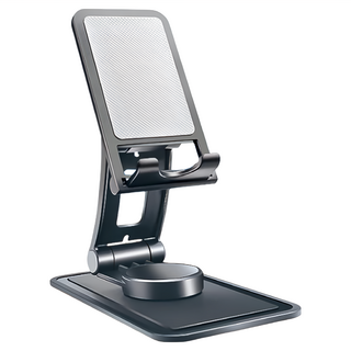 旋轉折疊桌面手機支架, 適用於4-13英寸手機, 可調整角度, 星耀黑, 1組