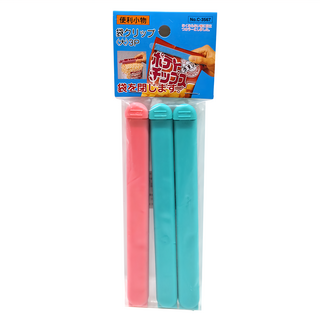 PEARL LIFE 珍珠金屬 封口夾 大 3入, 粉紅色 + 藍色, 1包