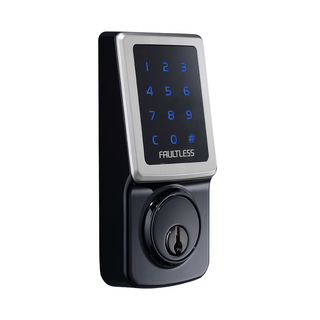 FAULTLESS 加安牌 TOUCH-BOLT™ 三合一 卡片/密碼/鑰匙 電子感應觸控門鎖, 美規ANSI第二級認證, 前導碼功能, TD-505PC, 孔洞符合可DIY 安裝