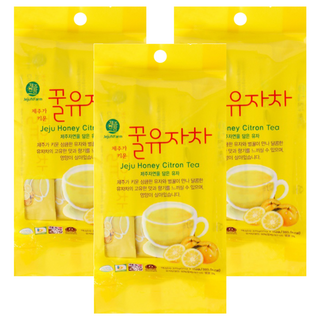JejuNFarm 濟州島 蜂蜜柚子茶 隨手包, 酸甜的味道令人愉悅, 25g, 15條, 3袋