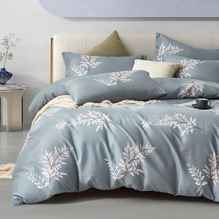 J-bedtime 床寢時光 台灣製絲柔棉被套 葉語 D(210 x 180cm)