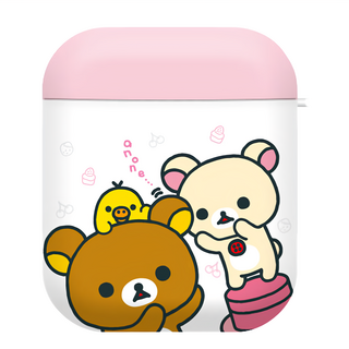 MING JENN 明震 拉拉熊 耳機保護套 吊飾孔設計 TPU材質, FRL-002, 粉色 + 白色, 1個