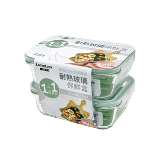LocknLock 樂扣樂扣 耐熱玻璃保鮮盒1+1 限量版 長, 1組, 1L