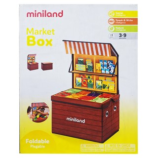 Miniland 我的攤販角色扮演組 豐富場景 摺疊收納 角色扮演墊 收納箱, 多色, 1組