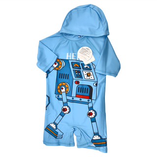 Loveteen kids 小男連身四角衣 藍色機器人圖案, S, K2381495106