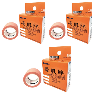 Nitto 日東 不織布透氣膠帶 25mm x 7m 膚色, 3盒, 1入