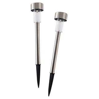 Viita 戶外露營庭院自動照明太陽能感應燈 插地燈/草坪燈 2件組, 銀色 + 透明色 + 黑色, 1組