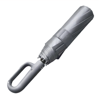 10骨環扣自動傘, 迷霧灰, 520g, 1入, 塗層-防曬黑膠, 傘架-烤漆鋼+玻璃纖, 高密度拒水布