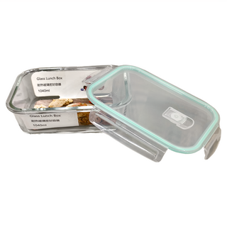 玻璃保鮮盒，長方形【1040ML】，耐熱玻璃密封容器, 1個