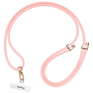 Stoyobe 親膚矽膠防水手機吊繩墊片組 150公分 防水防汗 可調節背帶, 粉色, 1組