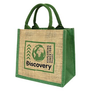 Discovery 輕便棉麻提袋, 綠地球, 長22.5 x 寬13 x 高20.5cm/提把10.5cm