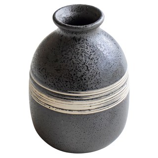 佐和陶瓷 黑鐵刷毛花器 日本製 270ml, 1個, 黑色 + 白色