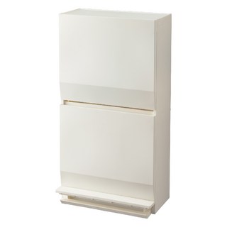 RISU SOLOW 45L 雙層分類垃圾桶 腳踏式開蓋 窄型多功能收納櫃 簡約白, 白