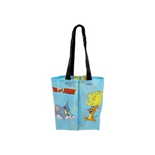湯姆貓與傑利鼠 雙杯飲料提袋 T&J 翻轉兩用環保手提袋 藍黃雙面設計, 1個, 藍色, 藍色