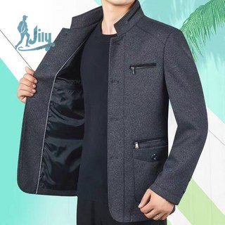 台灣出貨 2023新款中年男士外套夾克衫春秋款男爸爸商務衣服休閑冬裝秋冬款 韓版男士外套 秋冬外套