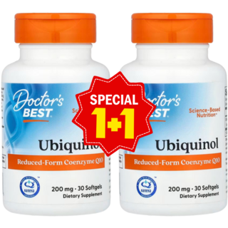 1+1 닥터스베스트 유비퀴놀 활성형 CoQ10 카네카 함유 200mg 소프트젤 30정 / 해외직구 미국정품, 2개