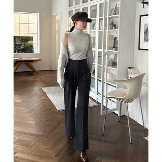 (롱 숏 미니 S-2XL) #노수선팬츠# 클래식 고퀄리티 언발 비조 버튼 투핀턱 하이웨스트 스트레이트핏 일자 와이드 슬랙스