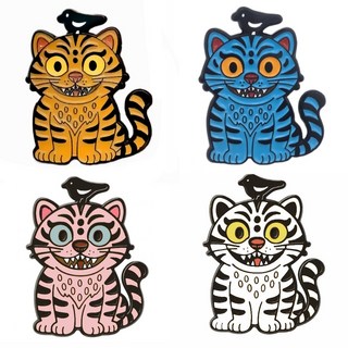 까치호랑이 호작도 민화 캐릭터 핀타입 호랑이뱃지(4색 세트)