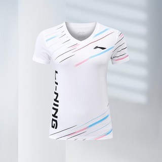 LN 情侶羽球服 時尚排汗短袖 團體比賽 男女, 白色女上衣,XL, 1個