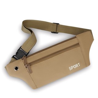 【偉益直銷】多功能新款防水休閒薄款男女工地幹活腰包耐磨貼身跑步運動手機包 D8RC, 卡其色, 1個