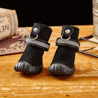 소형 강아지 애견 신발 사계절 보온 무스탕 소가죽 방수사계절화 테디베어 미끄럼 방지, 색깔3, 1호