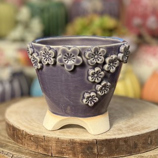 44 마리공방 도자기수제화분 다육이가 잘 자랄수 있는 화분, 보라, 1개