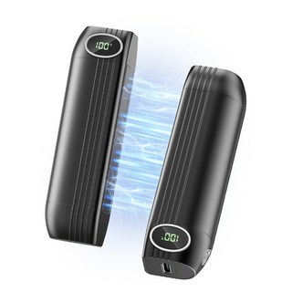 THOUSTA 겨울 대용량 휴대용 마그네틱 손난로 미니 충전식 손난로 분리형 양면 발열 3단계 온도조절 손난로, 블랙