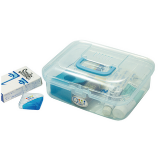 佳斯捷 3341 中芭比收納箱 手提式置物箱 工具箱 文具收納箱 小物收納箱 飾品收納箱 手工品收納箱, 藍色, 1個