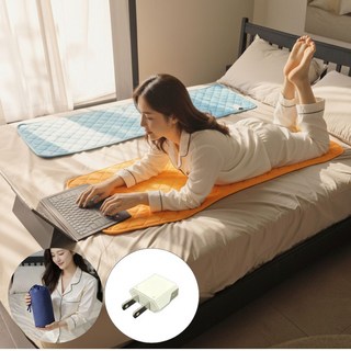 피기드림 탄소매트 여행용 휴대용 1인용 포켓배드 온열 전기매트 전기요, 오렌지 M(45 x 100 cm)