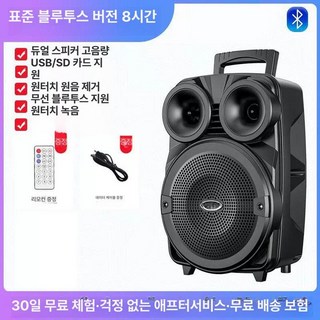 버스킹 스피커 이동식 앰프 300W 무선마이크, 8인치 블루투스 업그레이드, 기본 모델명/품번