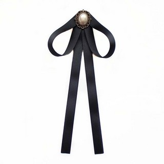 全店出貨 珍珠絲帶黑色領結女士 JK 領花領結白色襯衫裙黑色領結配件, A
