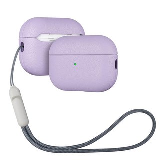 LOPIE 에어팟 프로 3세대 케이스 커버(프로 2세대용이 아님)와 핸드메이드 호환 비건 가죽으로 제작 탄소 섬유 스타일 에어팟 프로 3용 보호 하드 쉘 커버 - 블랙, [염소 가죽]-라벤더 퍼플
