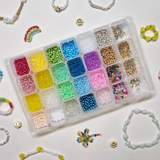 리니팜 올인원 비즈 공예 세트 키링 팔찌 만들기, 레인보우, 1세트