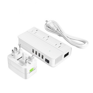 旅行便攜穩壓器，多功能插座，USB充電，全球通用，安全保護, 1個, 220V轉110V