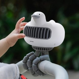 모두스마일 유모차선풍기 24h작동 어린이KC인증 국내최대용량6000mAh, 흰색 오리, 1개