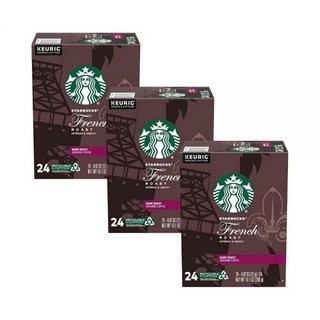 Starbucks 스타벅스 커피 프렌치 로스트 K컵 포션 팩 키리그 머신용 72개입 24개입 3박스 포장 디자인은 변경될 수 있음, Starbucks 스타벅스 커피 프렌치 로스트 K컵 포, 3개