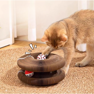 공놀이 고양이 장난감 고양이 스크래쳐 자석 트랙볼, 1개, 브라운