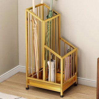 물받이 탈부착 업소용 대용량 우산 정리 보관함 우산꽂이 대용량 철제 사각 2단 개업선물 인테리어, 중형, 1개, 골드