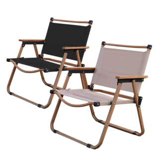 好的家居 克米特椅 露營椅 折疊椅 戶外休閒椅 輕巧便攜 快速展開, 1個, 【大號】碳鋼黃管/卡其布, 卡其+黄架(大號)