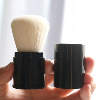 DR美妝館便攜伸縮多功能散粉刷伸縮腮紅刷軟毛化妝刷子定妝粉套裝便攜帶蓋, 1個, 米色 伸縮刷, 米色