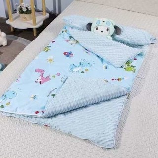卡通圖案兒童純棉加厚保暖安撫睡袋 防踢被 幼兒園午休被, 藍色恐龍,75乘135（適合身高1.2米以下用）, 藍色恐龍