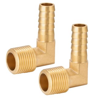 [ 714522 ] 황동 호스 바브 엘보 피팅 90도 1cm(3/8인치) 바브에서 NPT 수 파이프 물/연료/공기 2개