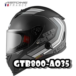 ASTONE GTB800-AO35 全罩安全帽，內墨鏡，眼鏡溝，排齒扣, 平黑 / 銀,L