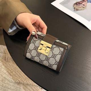 高顏值錢包 女士長夾 新款多卡位卡包 三折疊鎖扣手拿包 皮夾女 女生長夾 旅行錢包